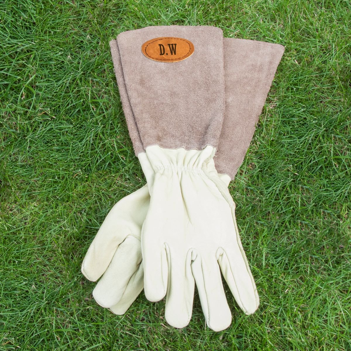 Personalised Blue Leather & Suede Gardening Gloves/Gauntlets