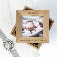 Personalised Oak Photo Cube Keepsake Box