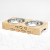 Personalised Wooden Pet Bowl Set