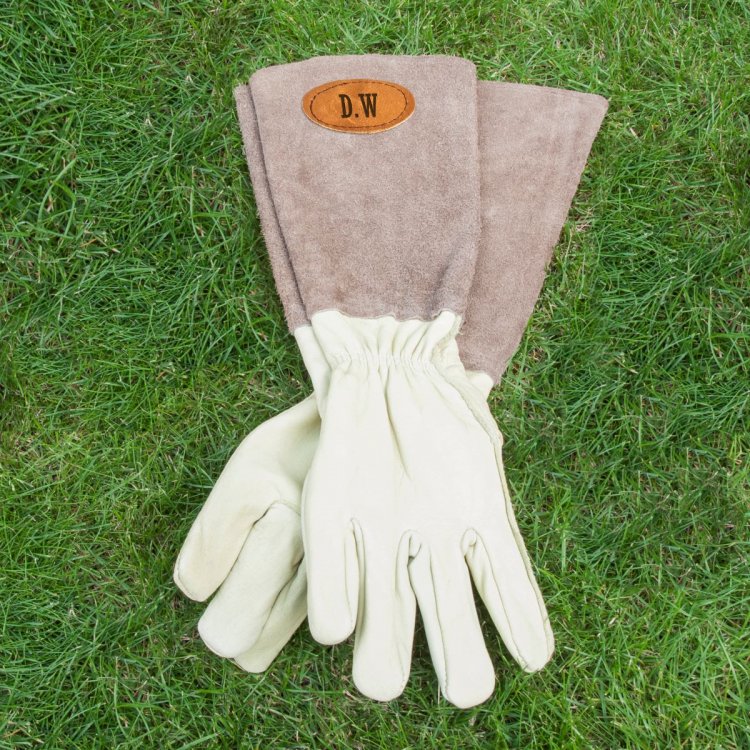Brown Suede & Leather Gardening Gloves