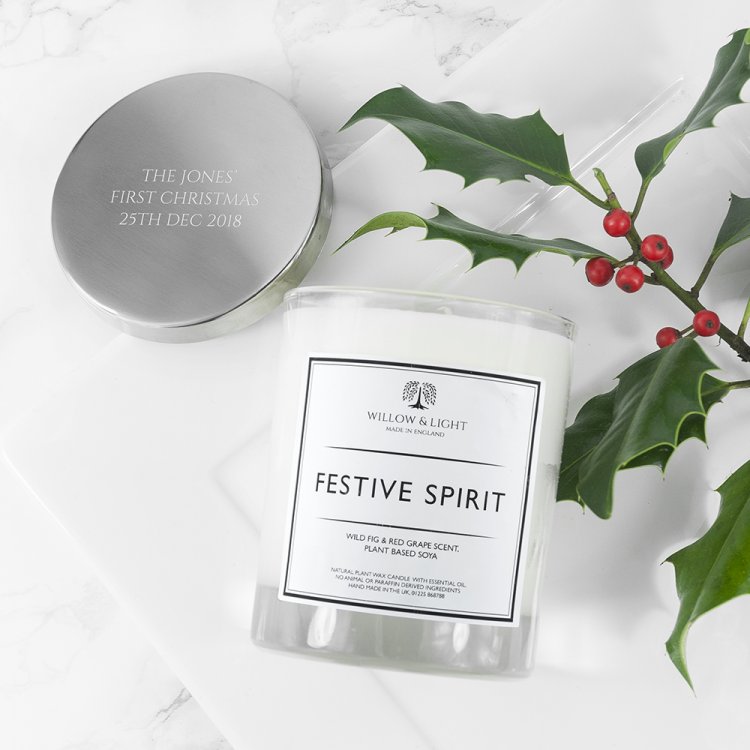 Personalised Festive Spirt Candle